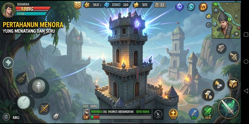 Tampilan gameplay Tower Defense yang seru dan strategis di 88BIG.