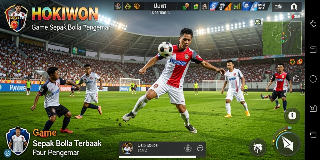 Gameplay HOKIWON menampilkan aksi sepak bola yang seru dan realistis.