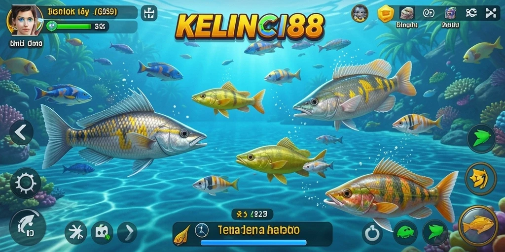 Tampilan gameplay seru dari KELINCI88 saat berburu ikan.