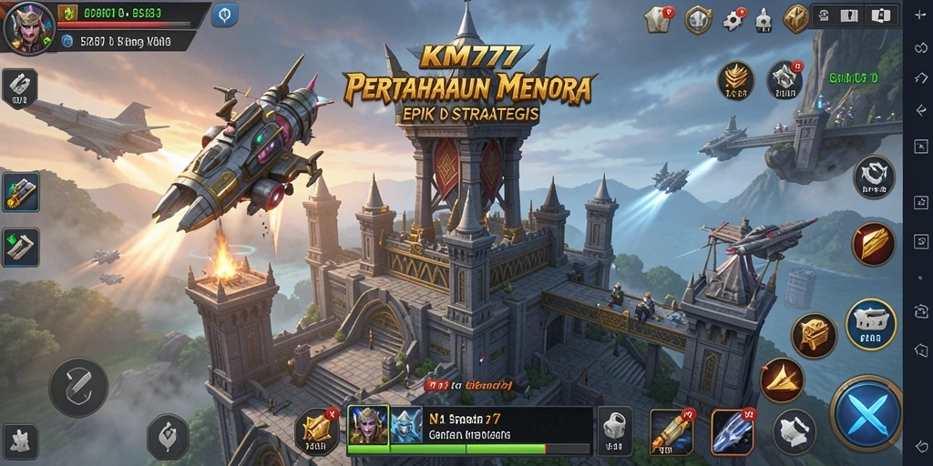 Tangkapan layar KM777 yang menunjukkan aksi pertahanan menara yang intens.