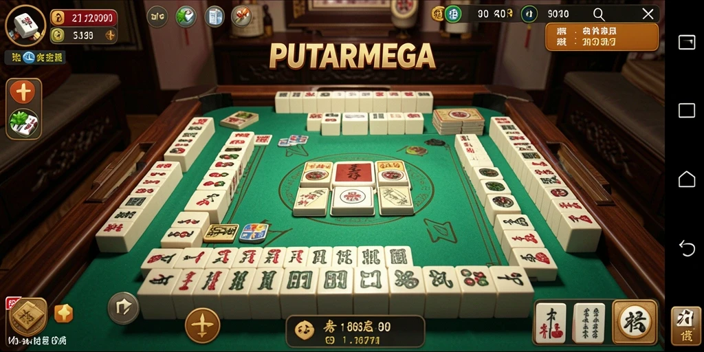 Tampilan gameplay seru dari permainan Mahjong PUTARMEGA.