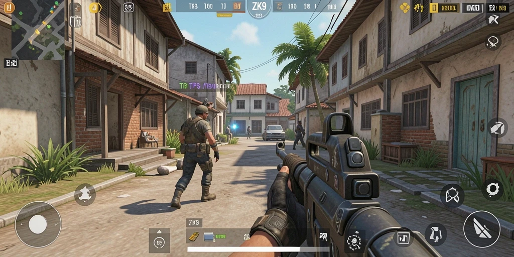 Tampilan gameplay mendebarkan dari ZK9 dengan aksi tembak-menembak yang intens.